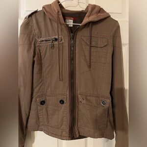 Billabong Brown Hooded Zio Up Utility Jacket Size Medium